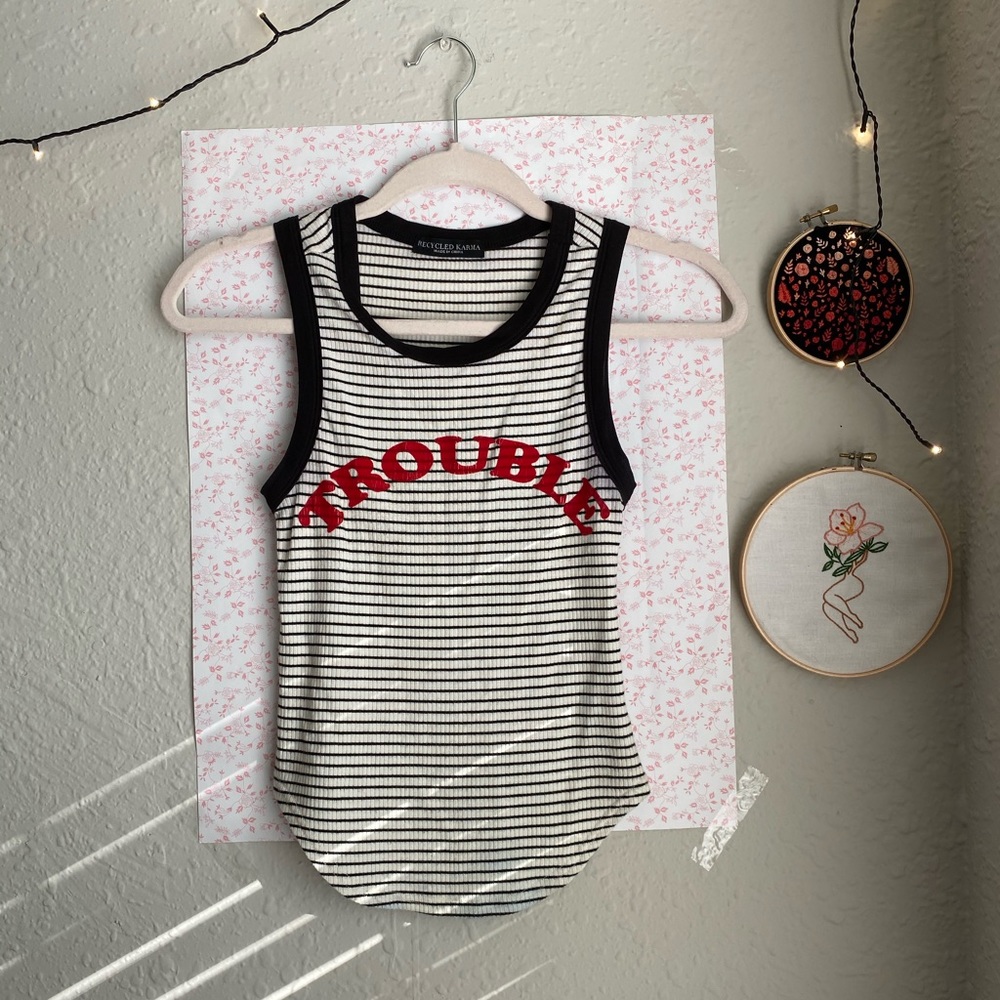 RARE URBAN OUTFITTERS RED TROUBLE STRIPED TANK